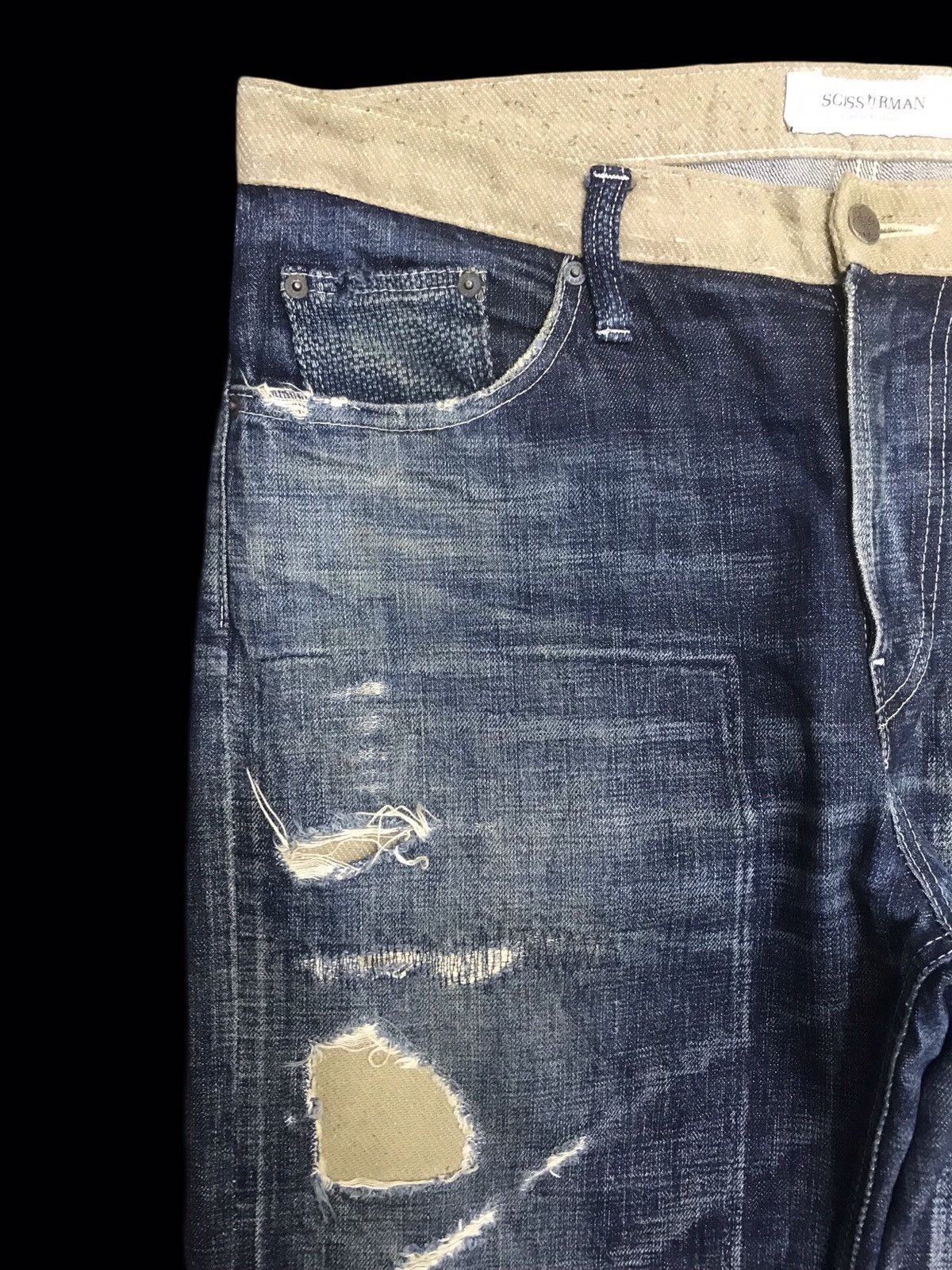 Designer 💥ARCHIVAL💥SCISSORMAN HYBRID DISTRESSED PATCHWORK DENIM F87 Size US 38 / EU 54 - 5 Thumbnail