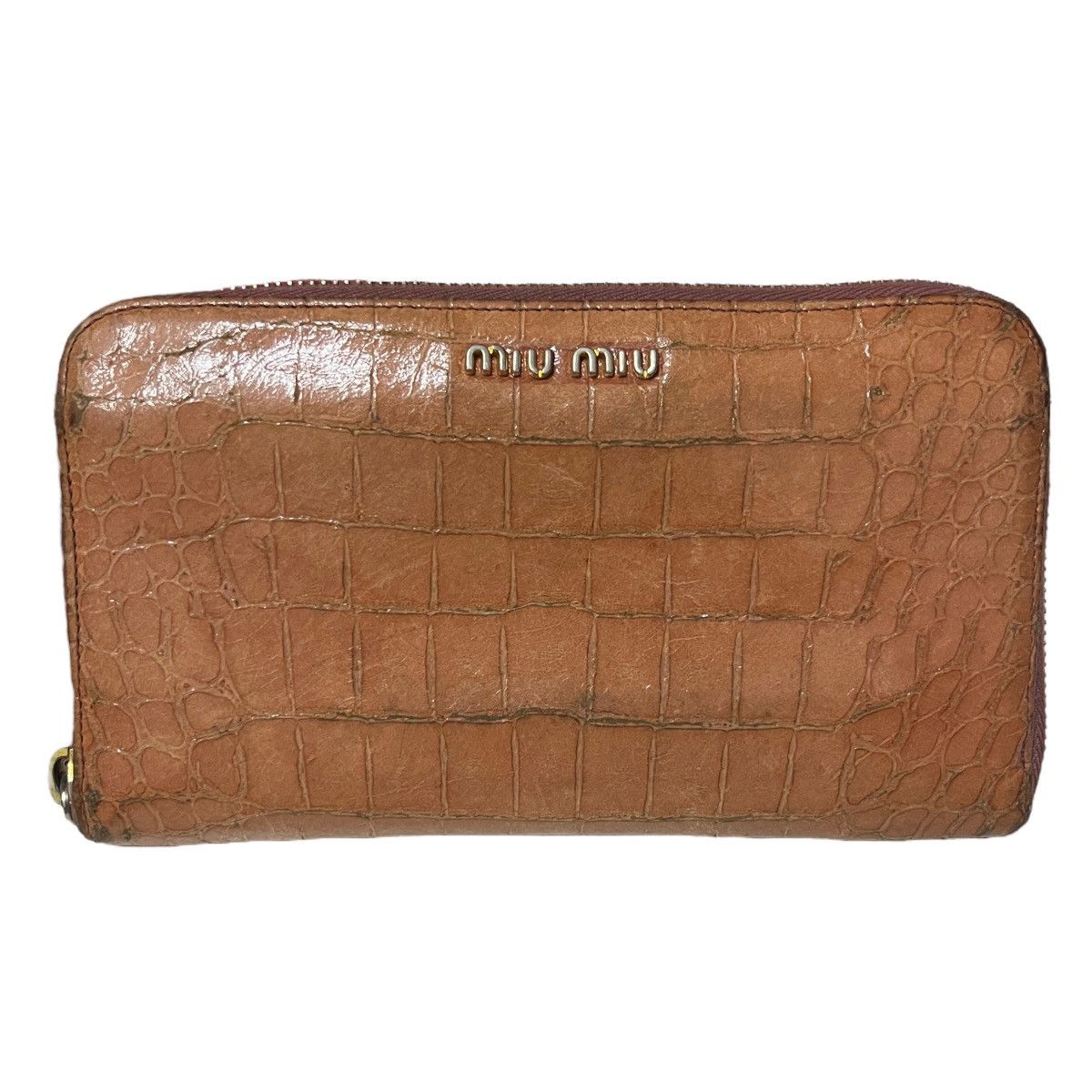 Miu Miu MIU MIU Long Wallet Zipper Crocodile Embossed Pattern Size ONE SIZE - 1 Thumbnail