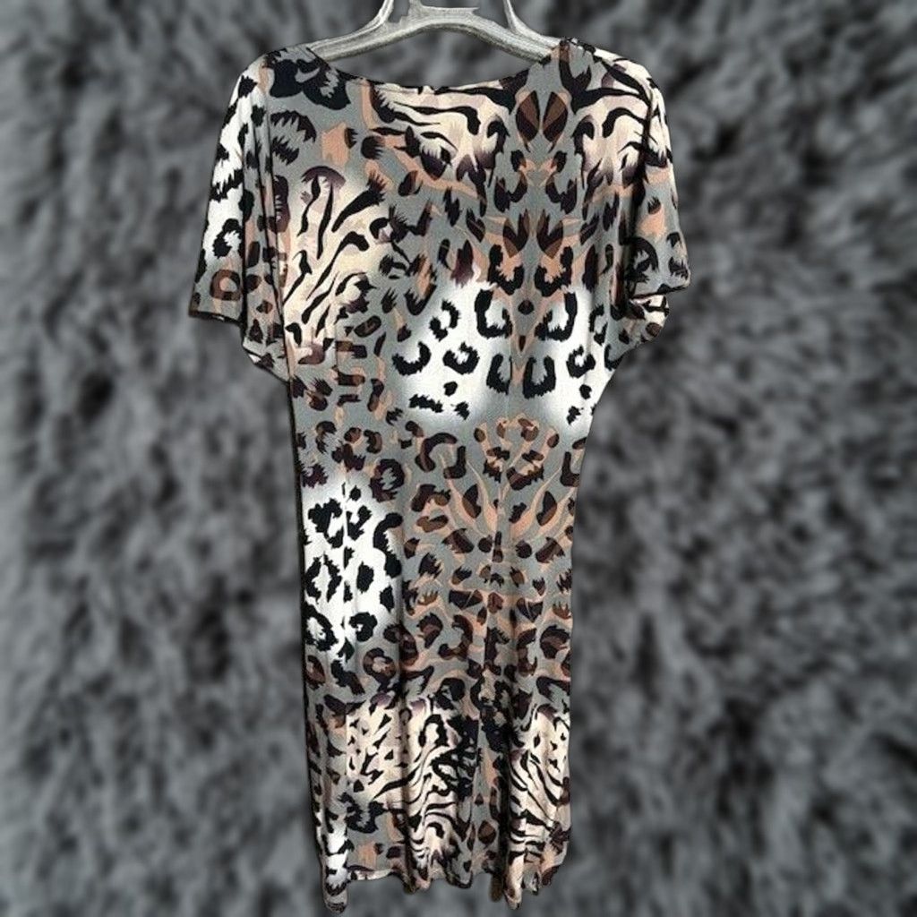 Vintage Hale Bob Dress M Leopard Print Bodycon V-Neck Short Sleeve Women Clubwear Casual Party/Cocktail 90s/Indie Sleaze Glam Mob Wife Gray Size M / US 6-8 / IT 42-44 - 1 Thumbnail