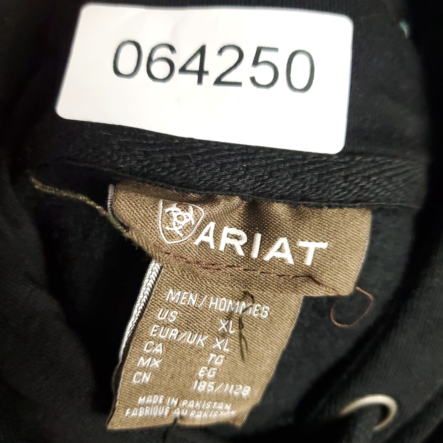 Ariat Ariat Mens Hoodie Pullover Sweatshirt Knit Black XL Logo Pockets Mock Neck All Seasons Hooded Pullover Casual Sweatshirt Shirt Size US XL / EU 56 / 4 - 7 Thumbnail