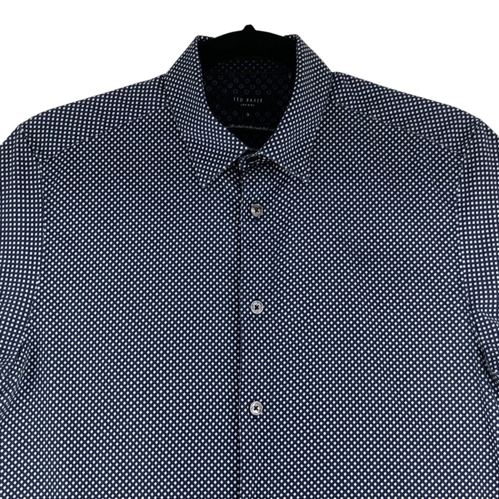 Ted Baker Ted Baker Shirt M Navy Geometric Short Sleeve Button Up Size US M / EU 48-50 / 2 - 2 Thumbnail