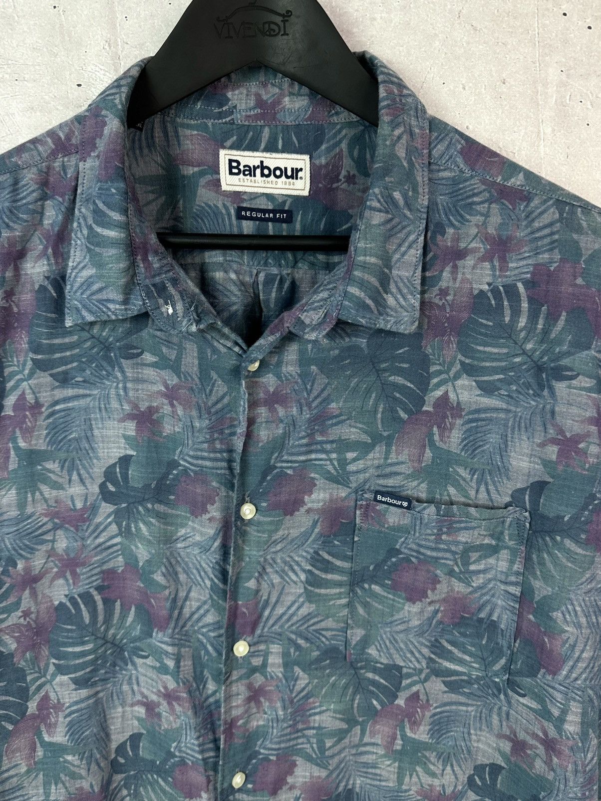 Barbour Barbour Regular Fit Tropical Leaves Short Sleeve Men’s Shirt Size US XXL / EU 58 / 5 - 4 Thumbnail