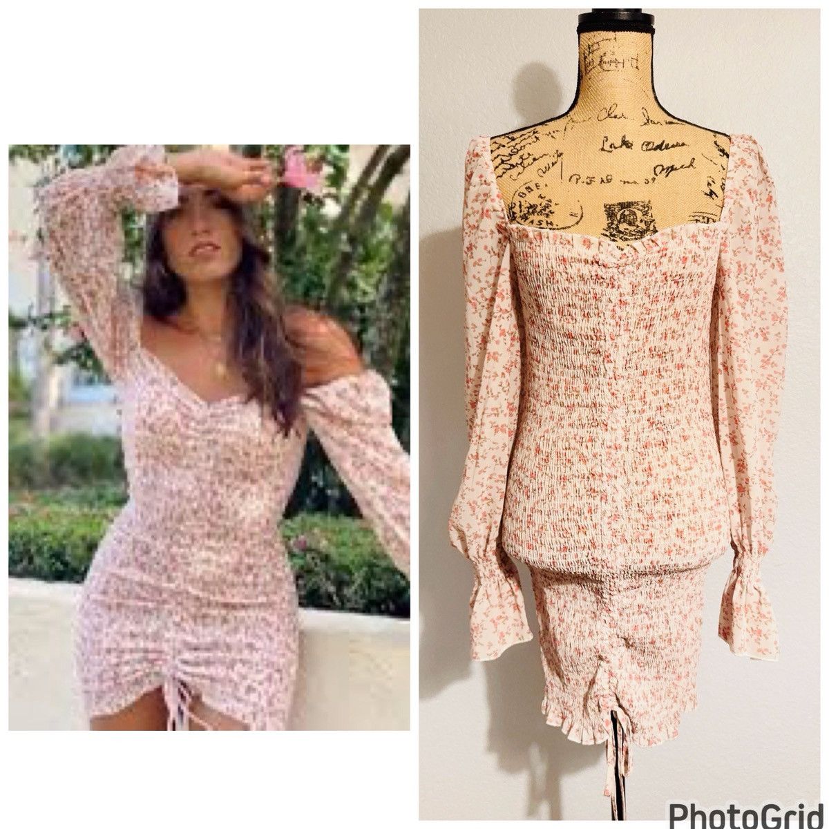 PRINCESS POLLY Princess Polly Floral Puff Sleeve Dress Size L / US 10 / IT 46 - 14 Thumbnail