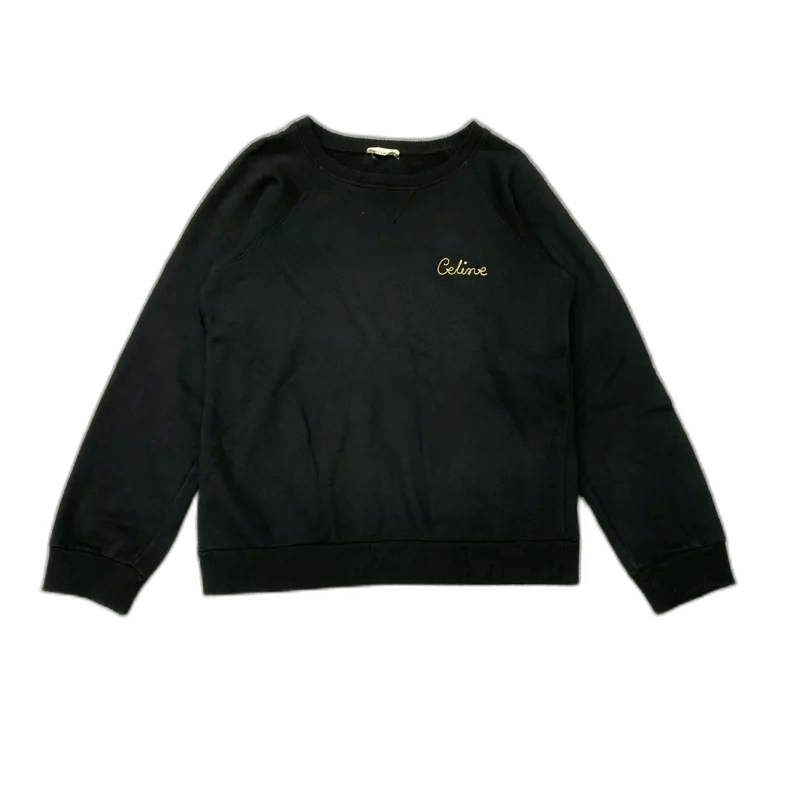 Celine Celine Black Embroidered Logo Sweatshirt Size M Size US M / EU 48-50 / 2 - 1 Thumbnail