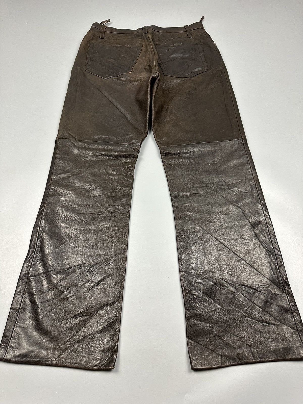 Chevignon × Genuine Leather × Vintage 🔥Very Rare🔥Vintage Chegvinon Flared Leather Pant Size US 28 / EU 44 - 6 Thumbnail