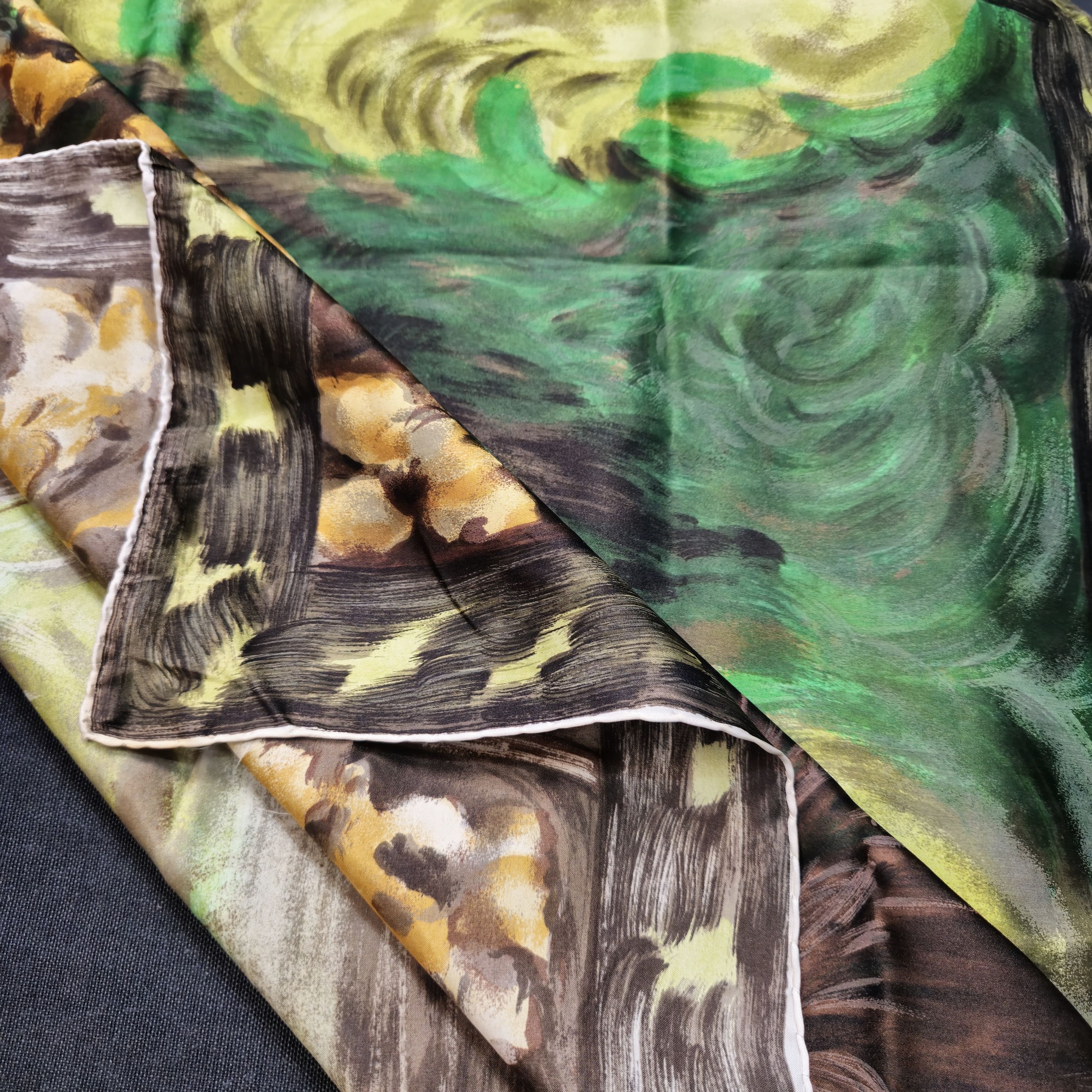 Vintage 100% silk Vintage scarf V. van Gogh painting print Size ONE SIZE - 3 Thumbnail
