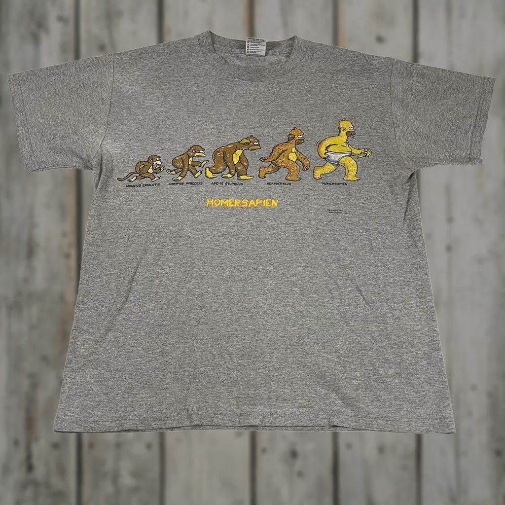 Vintage VINTAGE Homer Simpson Sz M Homersapien T-Shirt Gray Crew Neck Short Sleeve Men M Cartoon TV Size US M / EU 48-50 / 2 - 1 Thumbnail