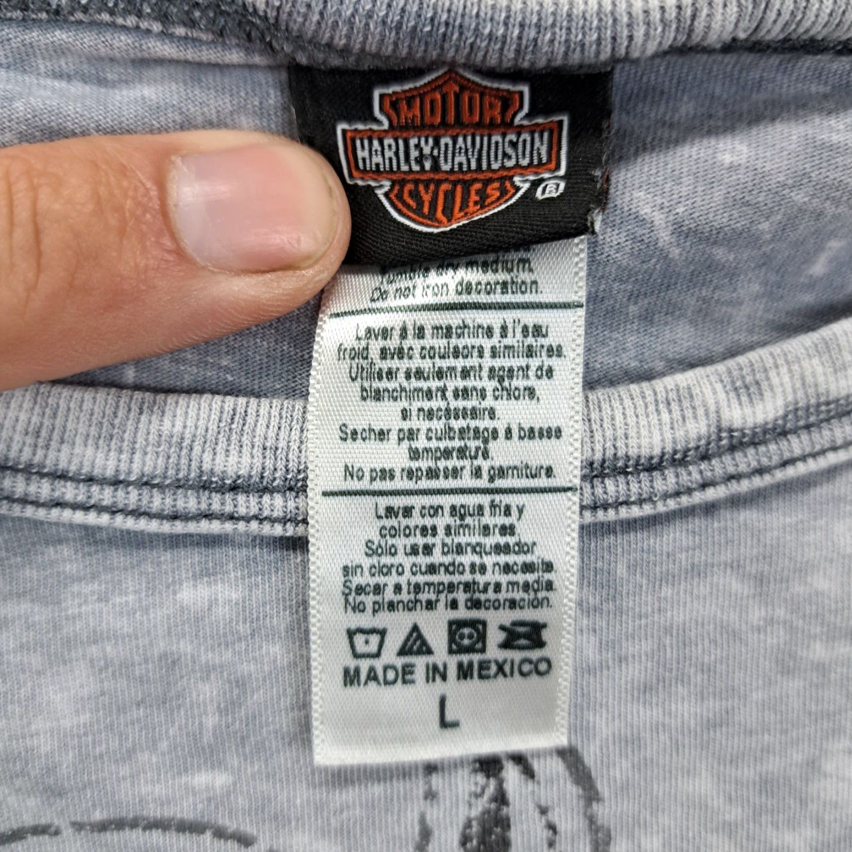 Harley Davidson Harley Davidson Shirt Women L Gray Motorcycle Graphic Lace Shoulders Crew Neck Short Sleeve 100% Cotton Womens Size L / US 10 / IT 46 - 2 Thumbnail
