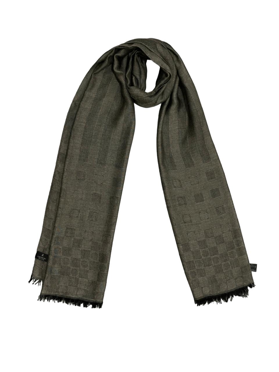 image of Lanvin Monogram Fiber Cashmere Big Scarf Muffler in Grey, Men's