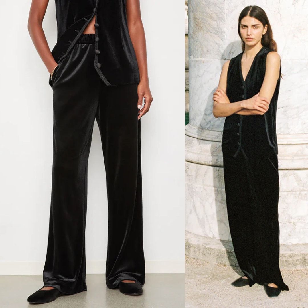 Ciao Lucia Ciao Lucia | Barca Pant Black Velvet Wide Leg Trousers XXS Size 24" / US 00 / IT 34 - 14 Thumbnail