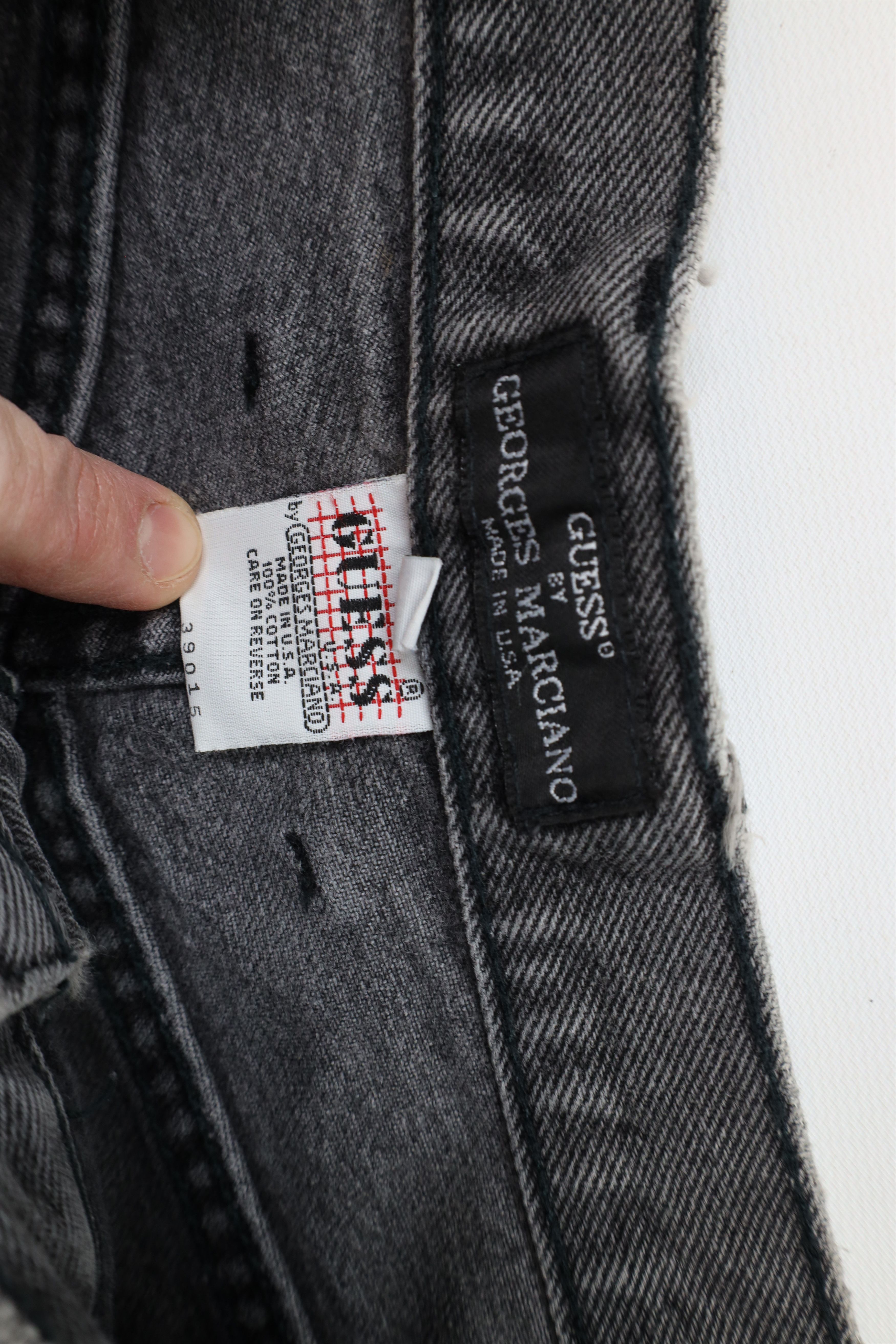 Guess × Vintage Vintage 90s Guess Tapered Skinny Leg Denim Jeans Black USA Size 29" - 11 Thumbnail