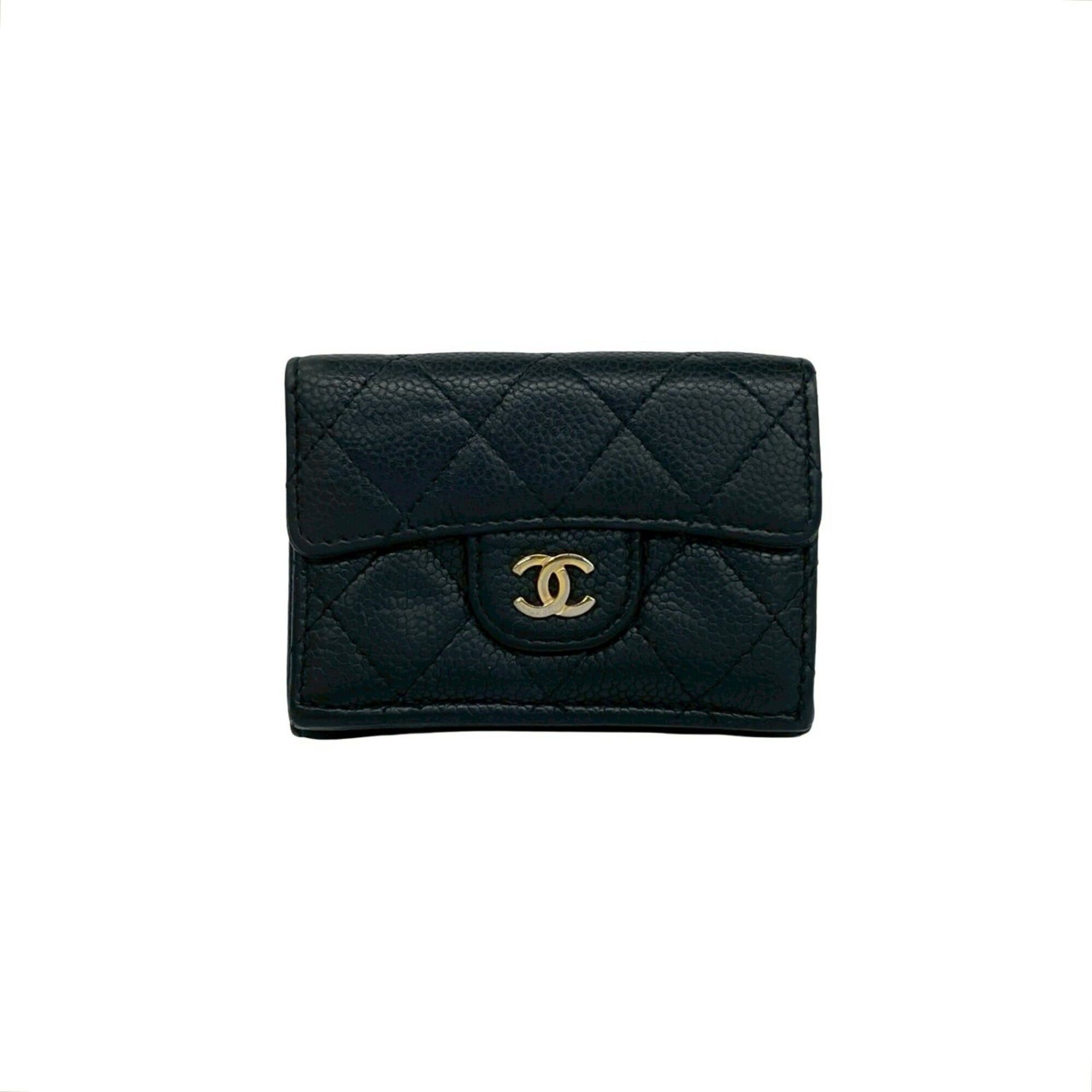 Chanel CHANEL Matelassé Coco Mark Caviar Leather Tri-fold Wallet Mini Black 21047 Size ONE SIZE - 1 Thumbnail