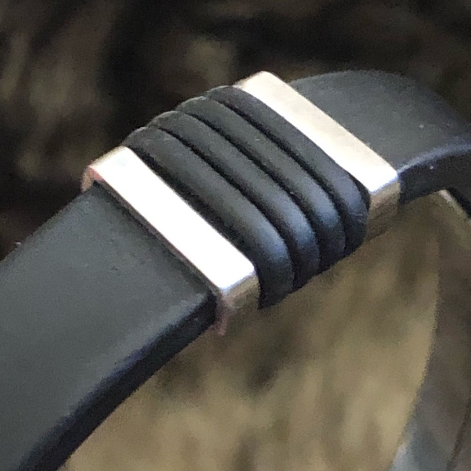 Jewelry Unisex inlaid stone stainless steel silicone band Size ONE SIZE - 10 Thumbnail
