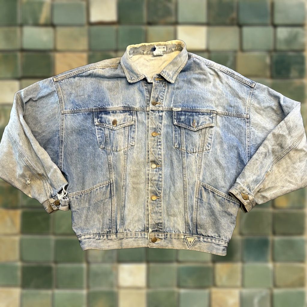Vintage VINTAGE Guess by Georges Marciano Denim Jean Jacket L Blue 90s Distressed Mens Womens Unisex Adults Jacket Size US 33 - 1 Thumbnail