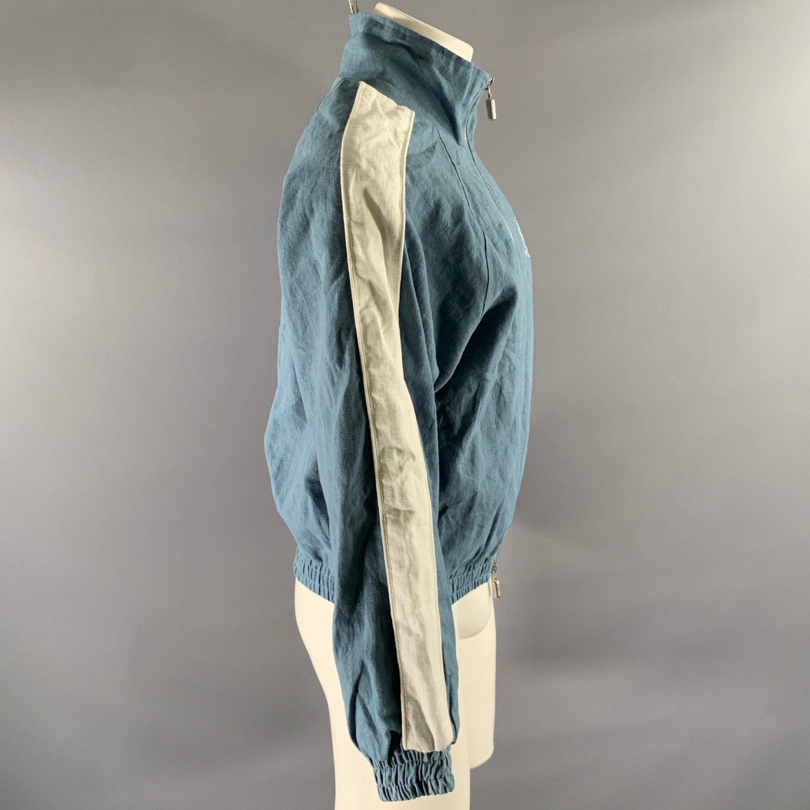 Rhude RHUDE Size S Blue White Color Block Linen Bomber Jacket Size US S / EU 44-46 / 1 - 3 Thumbnail