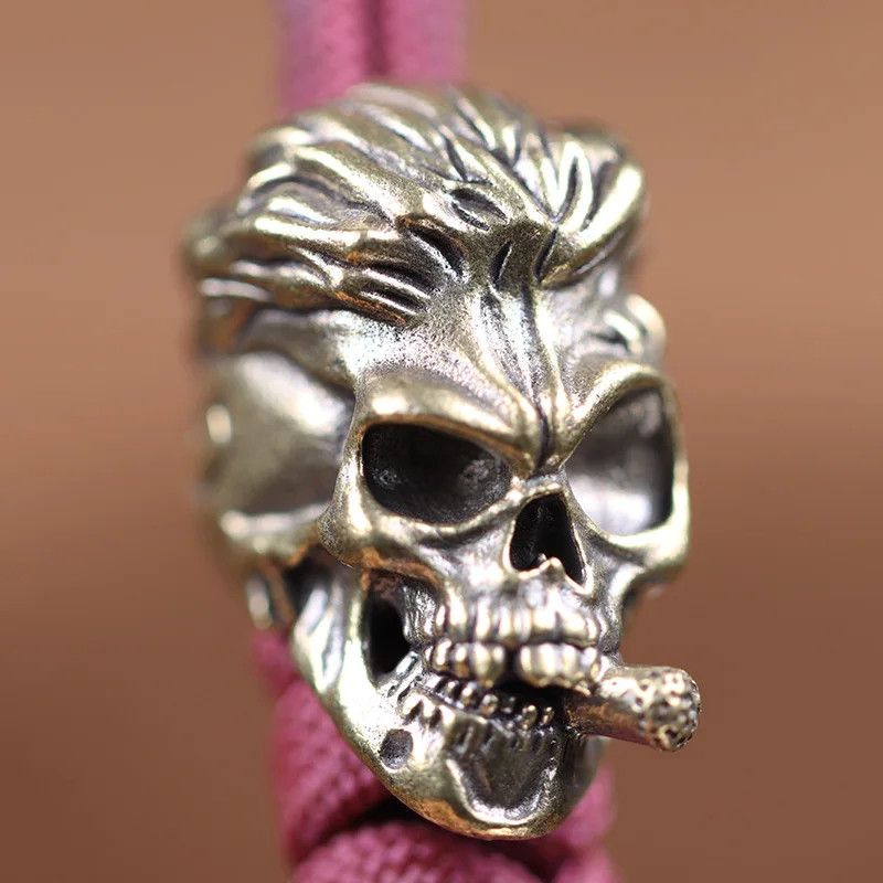 Handmade 3Pcs Smoking Skull Knife Beads Paracord Bead Zipper Umbrella Size ONE SIZE - 3 Thumbnail