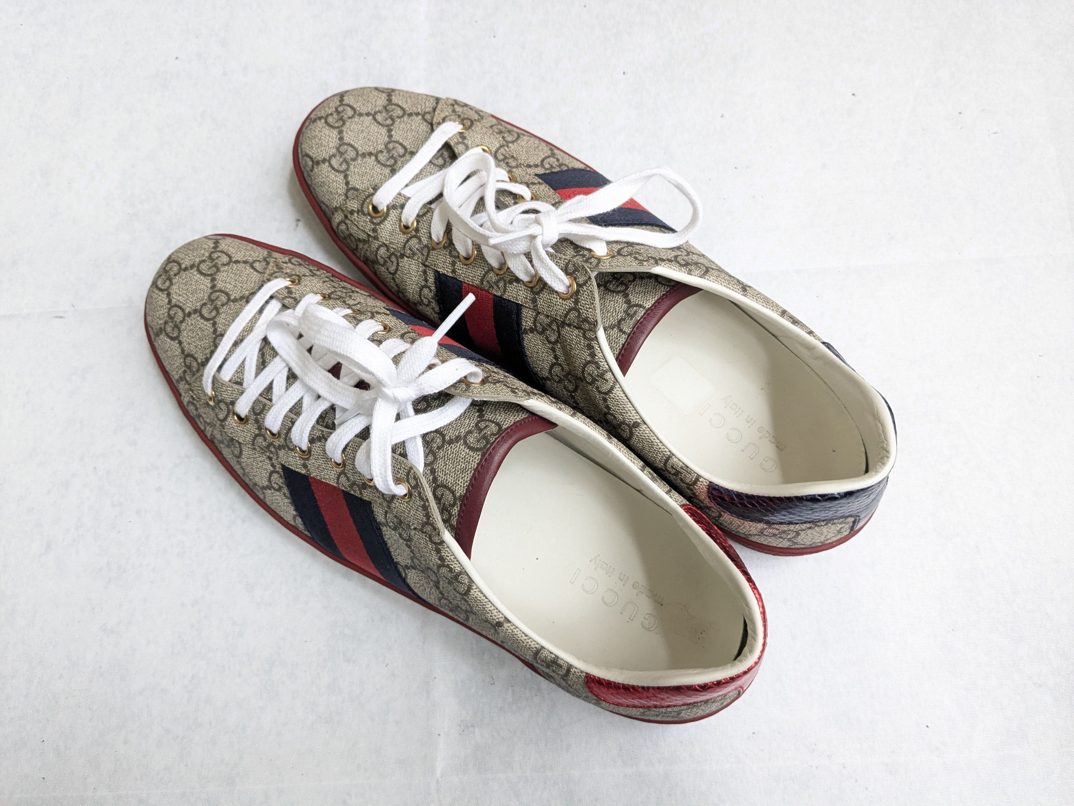 Gucci Gucci Ace Supreme Sneakers 12.5 Monogram Logo Red Size US 12.5 / EU 45-46 - 15 Thumbnail