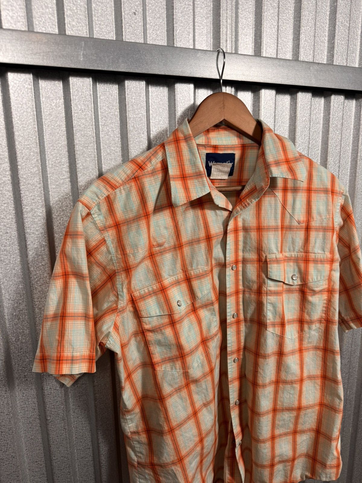 Wrangler Vintage Wrangler Short Sleeve Orange Plaid Western Shirt Size US L / EU 52-54 / 3 - 7 Thumbnail