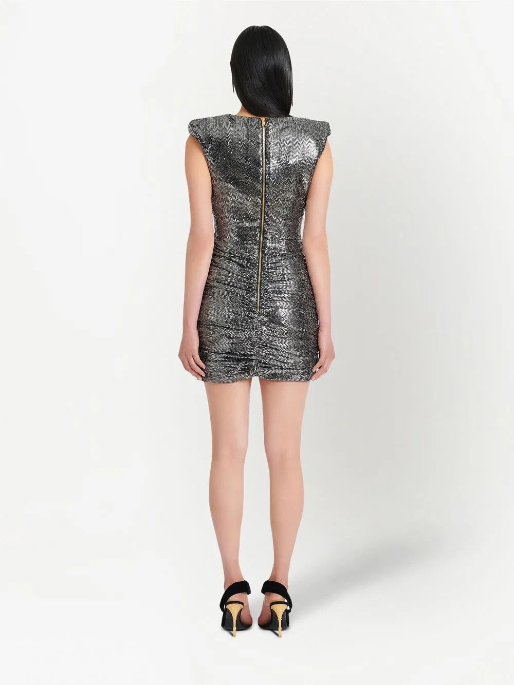 Balmain o1y0525 Short Mini Dress in Silver Size M / US 6-8 / IT 42-44 - 4 Thumbnail