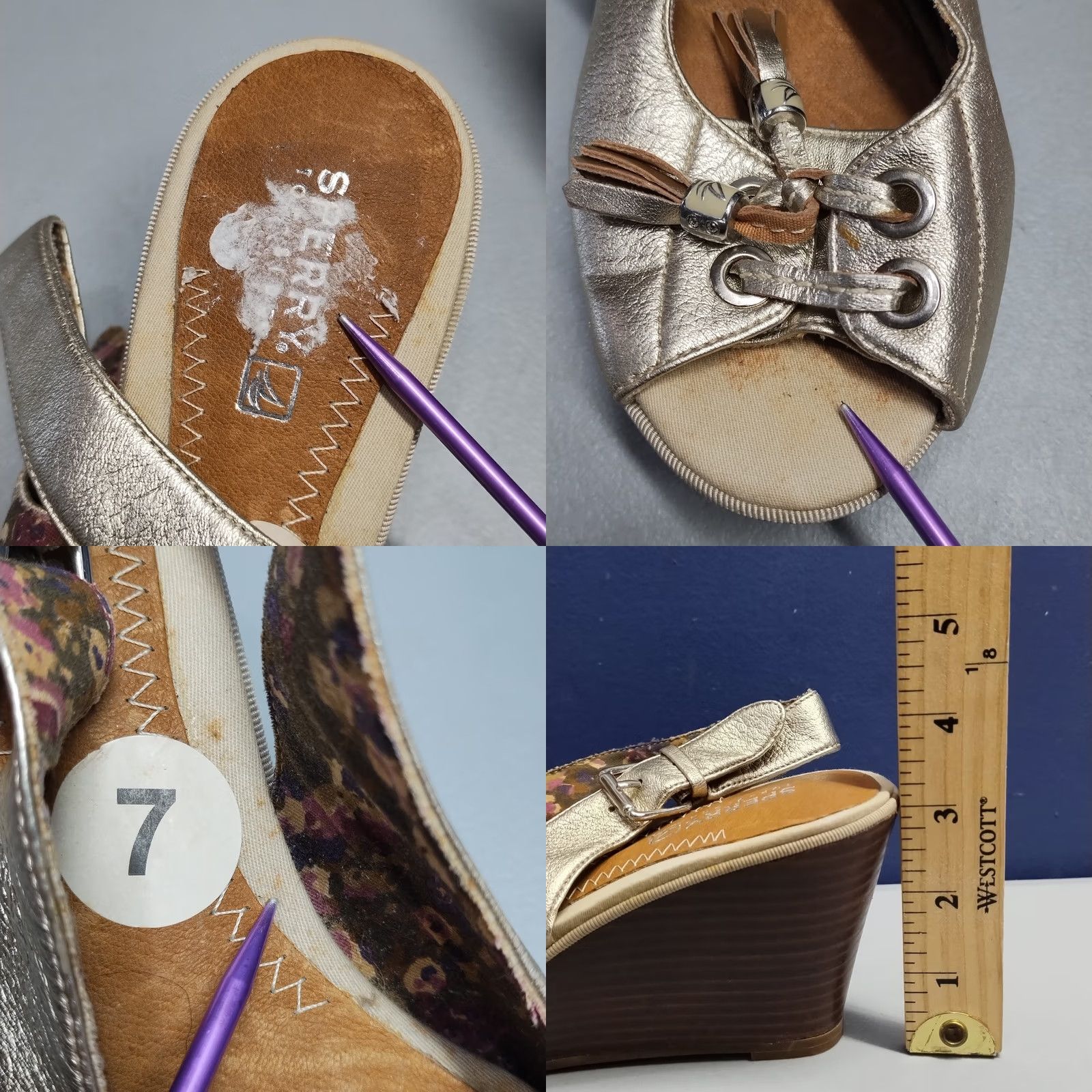 Sperry Sperry Sandal Womens US 7M Multi Leather Slingback Wedge Heel Top Sider 9596917 Size M / US 6-8 / IT 42-44 - 8 Thumbnail