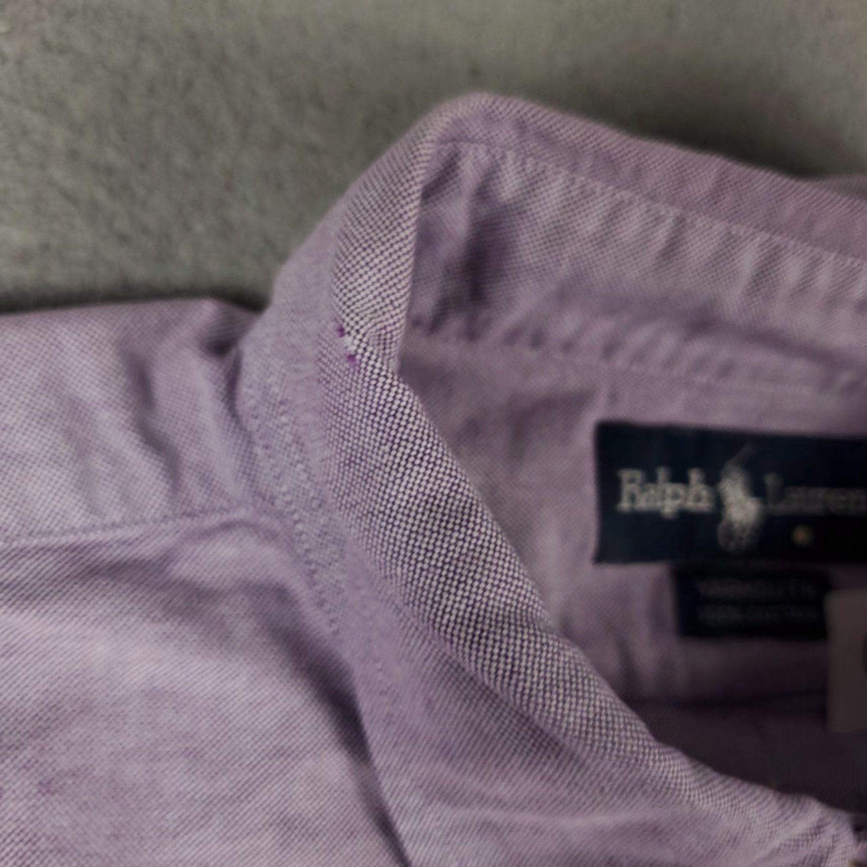 Ralph Lauren VINTAGE? No, actually: RALPH LAUREN Dress Shirt Mens 17.5 Purple Pony Button-Down Long Sleeve Shirt Regular Fit 100% Cotton Size 46R - 3 Thumbnail