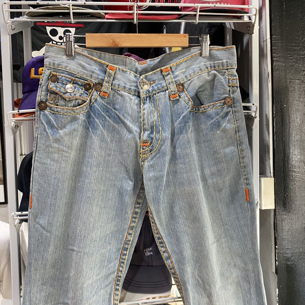 True Religion 2000s True Religion Joey Super T Bold Stitch Flared Jeans Size US 34 / EU 50 - 10 Thumbnail