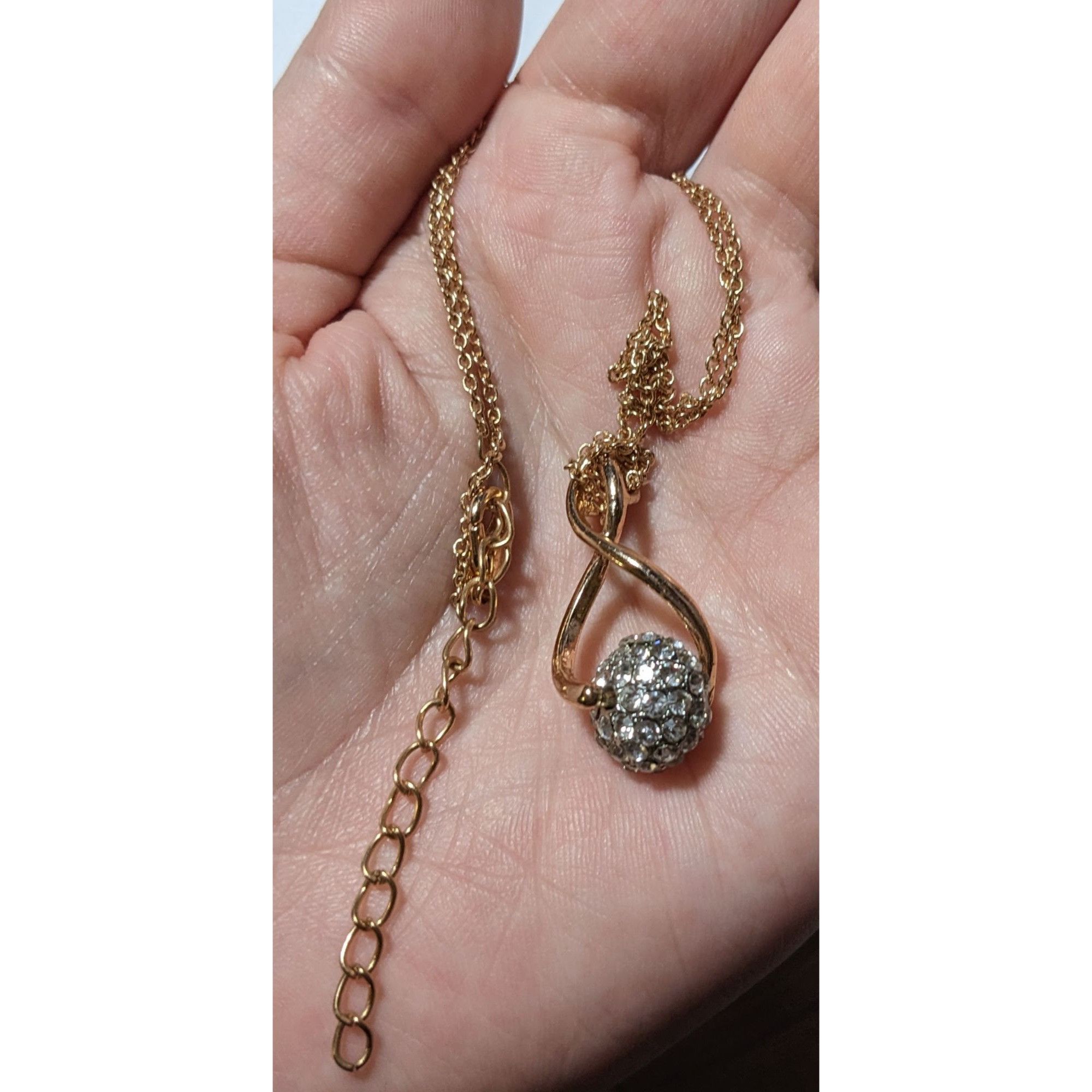 Other Gold Suspended Rhinestone Bead Pendant Necklace Size ONE SIZE - 6 Thumbnail
