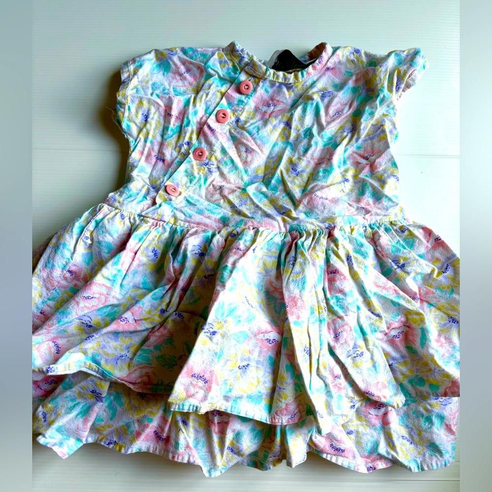 Designer Vintage Le Cotonnier Pastel Floral Dress Size XXS / US 00 / IT 34 - 1 Thumbnail