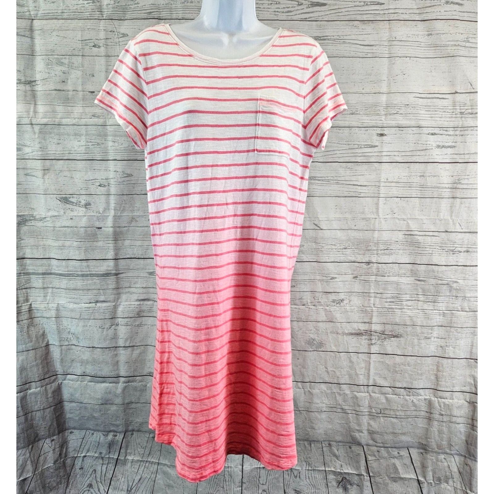 Vineyard Vines Vineyard Vines Womens Dress M Pink White Stripe Ombre Short Sleeve Shirt Dress Size 32" / US 10 / IT 46 - 2 Thumbnail