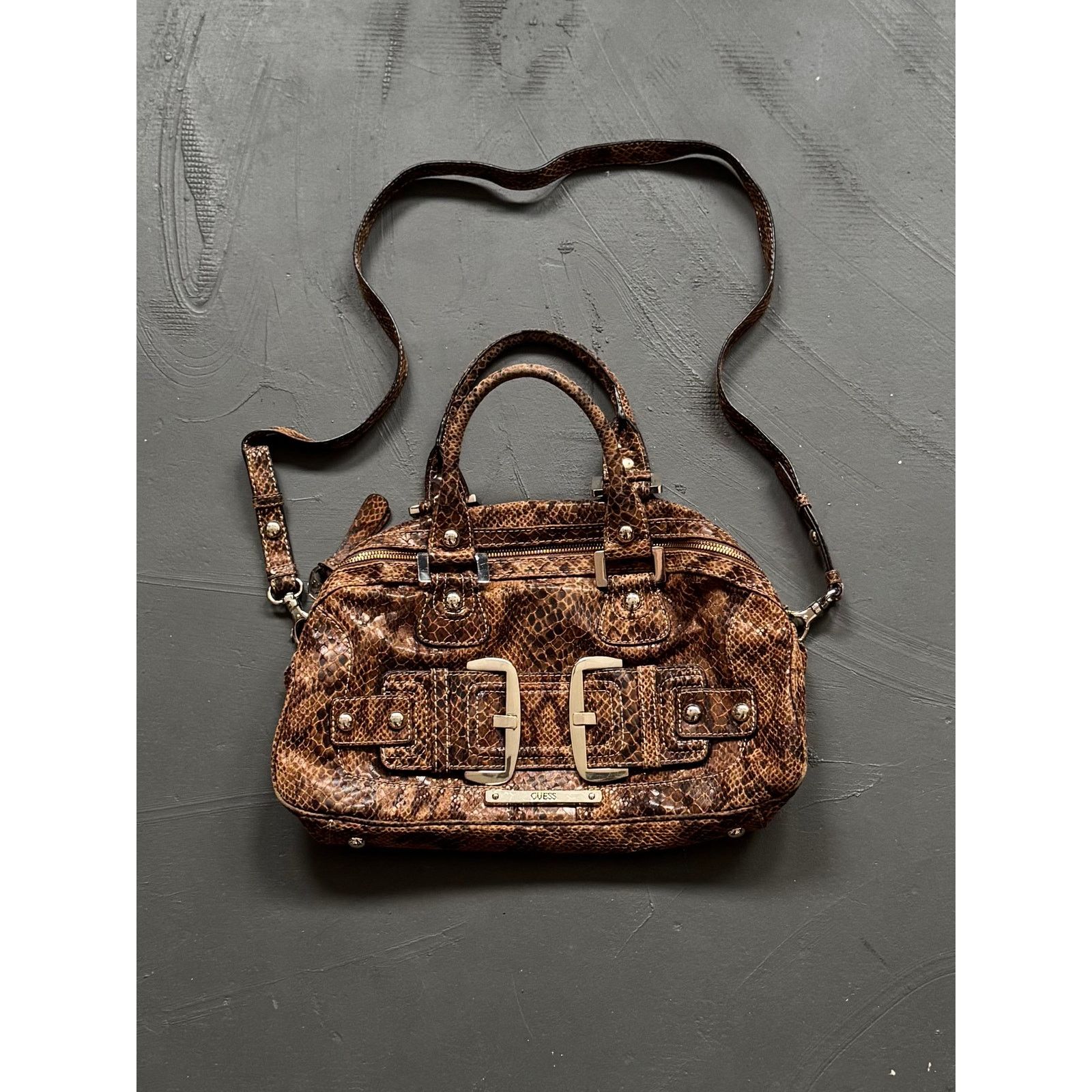 Guess Snakeskin-Style Buckle Handbag Y2K Archive Vibe