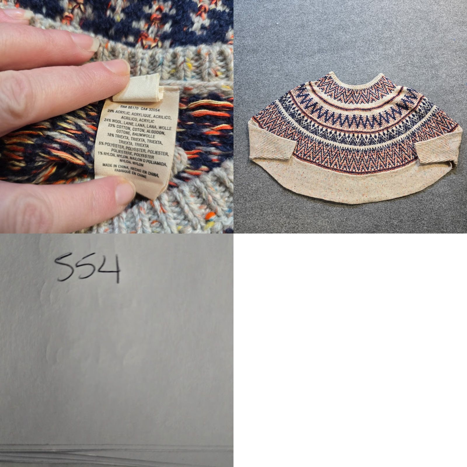 Vintage Sleeping on Snow Sweater Women Large Tan Wool Fair Isle Poncho Capelet Cape Capelet Size L / US 10 / IT 46 - 8 Thumbnail