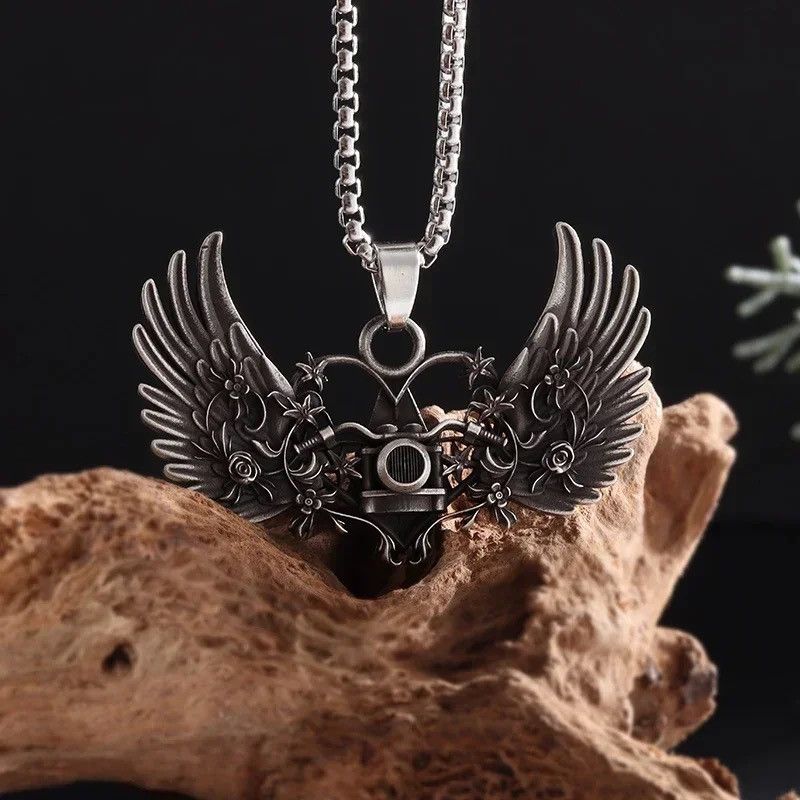Vintage Retro Goth Rose Wing Necklace Size ONE SIZE - 4 Thumbnail