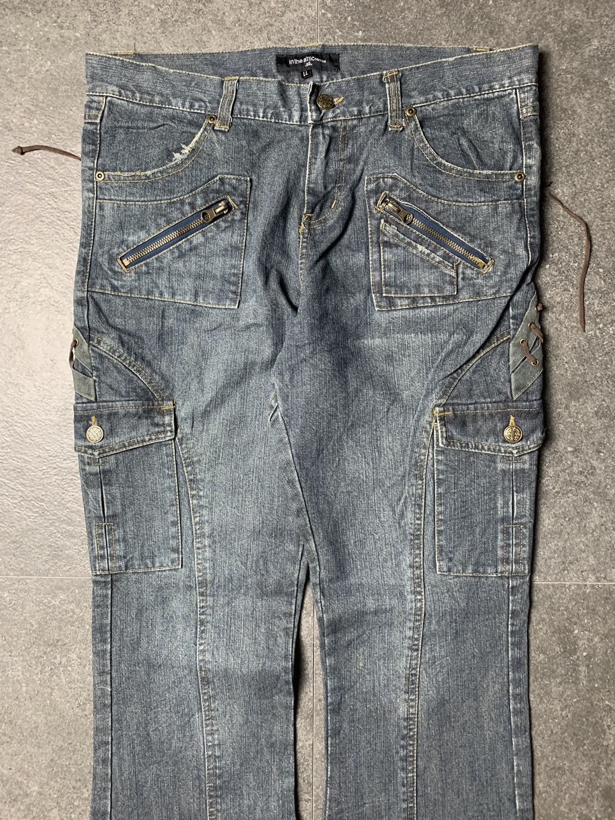 Japanese Brand 2000s In The Attic Homme Japan Lace Up Flared Jeans Size US 32 / EU 48 - 10 Thumbnail