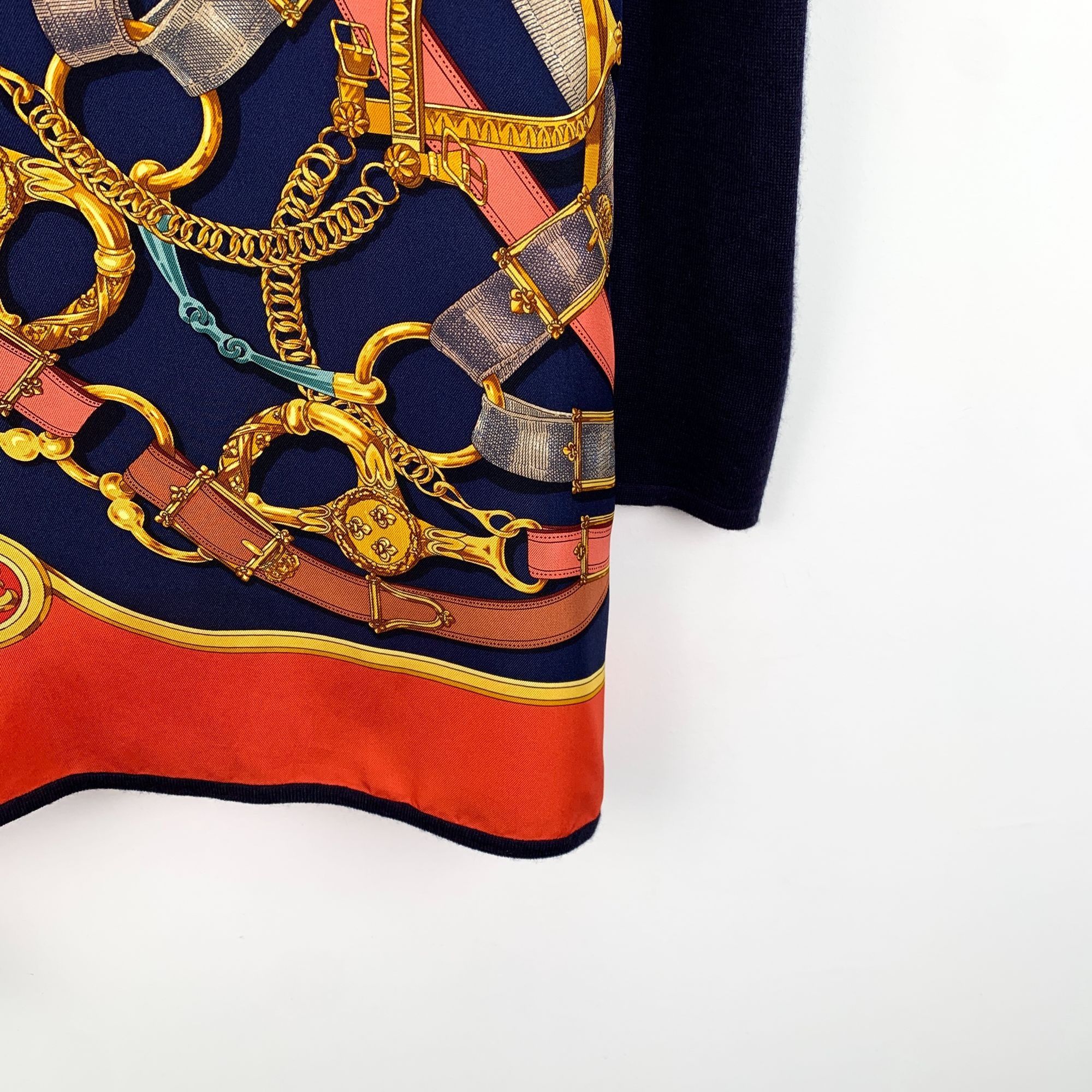 Hermes Hermès Paris Multicolor Chain Print Silk & Cashmere Long-Sle Size XXS / US 00 / IT 34 - 5 Thumbnail