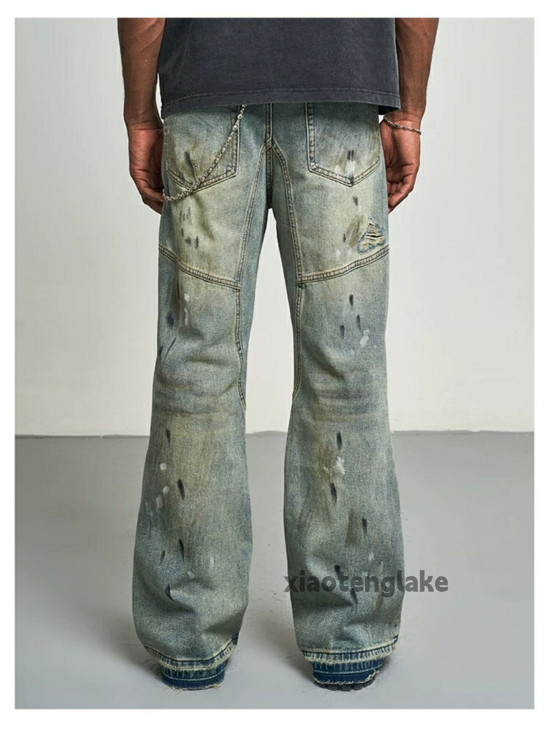 Jean × Vintage washed faded paint stain damaged grunge jeans Size US 32 / EU 48 - 3 Thumbnail
