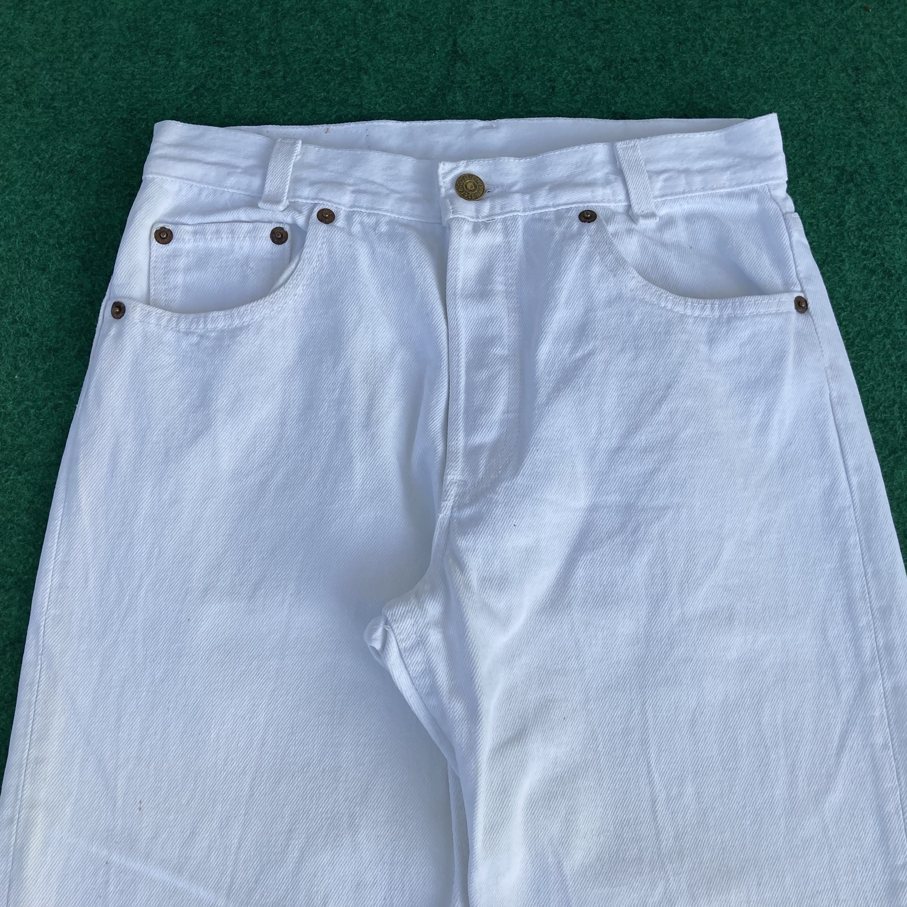Levi's × Vintage Vtg Levis 501 Distressed Ripped White Grunge Jeans Size US 27 - 3 Thumbnail