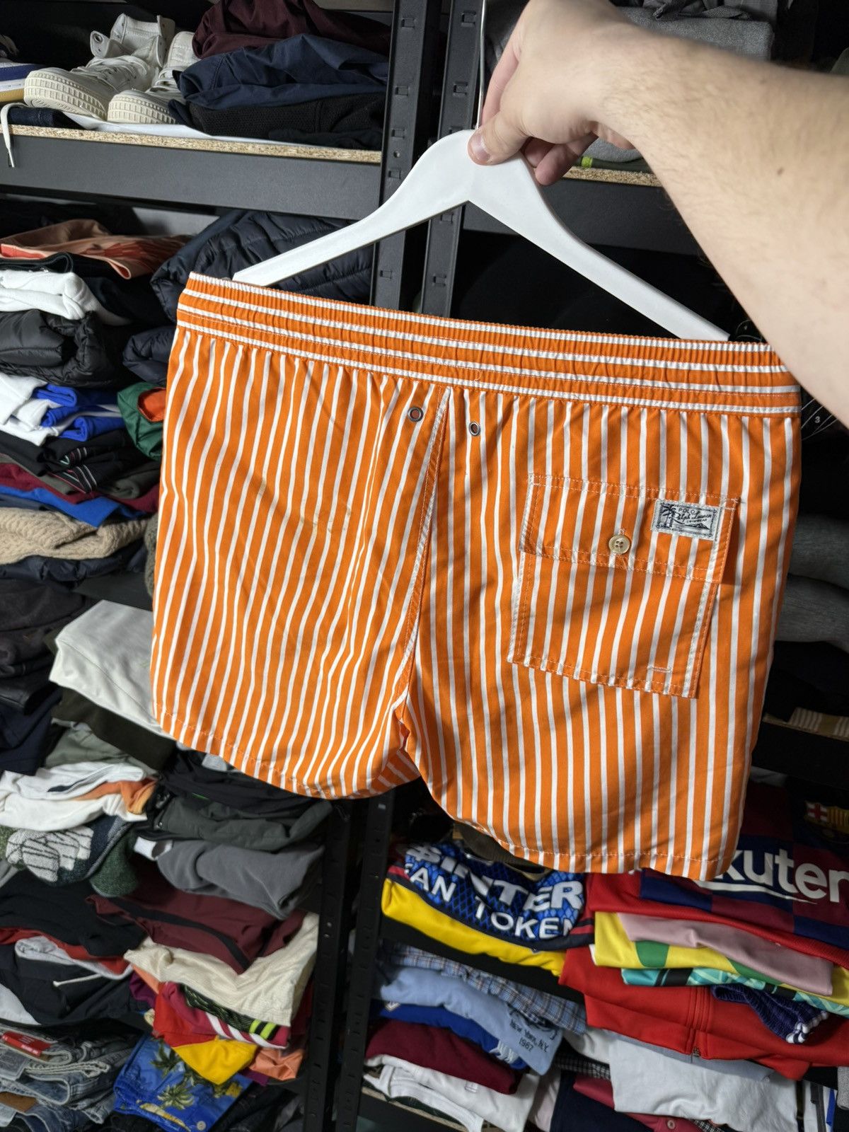 Polo Ralph Lauren Vintage Polo Ralph Lauren Swim Shorts Orange Striped Swim Size US 30 / EU 46 - 10 Thumbnail