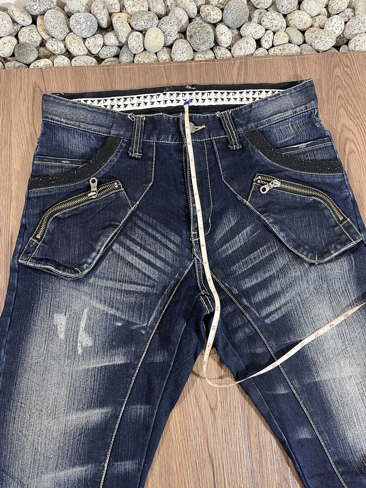 PPFM PPFM Curved Arch Distressed Denim Jeans Size US 33 - 18 Thumbnail