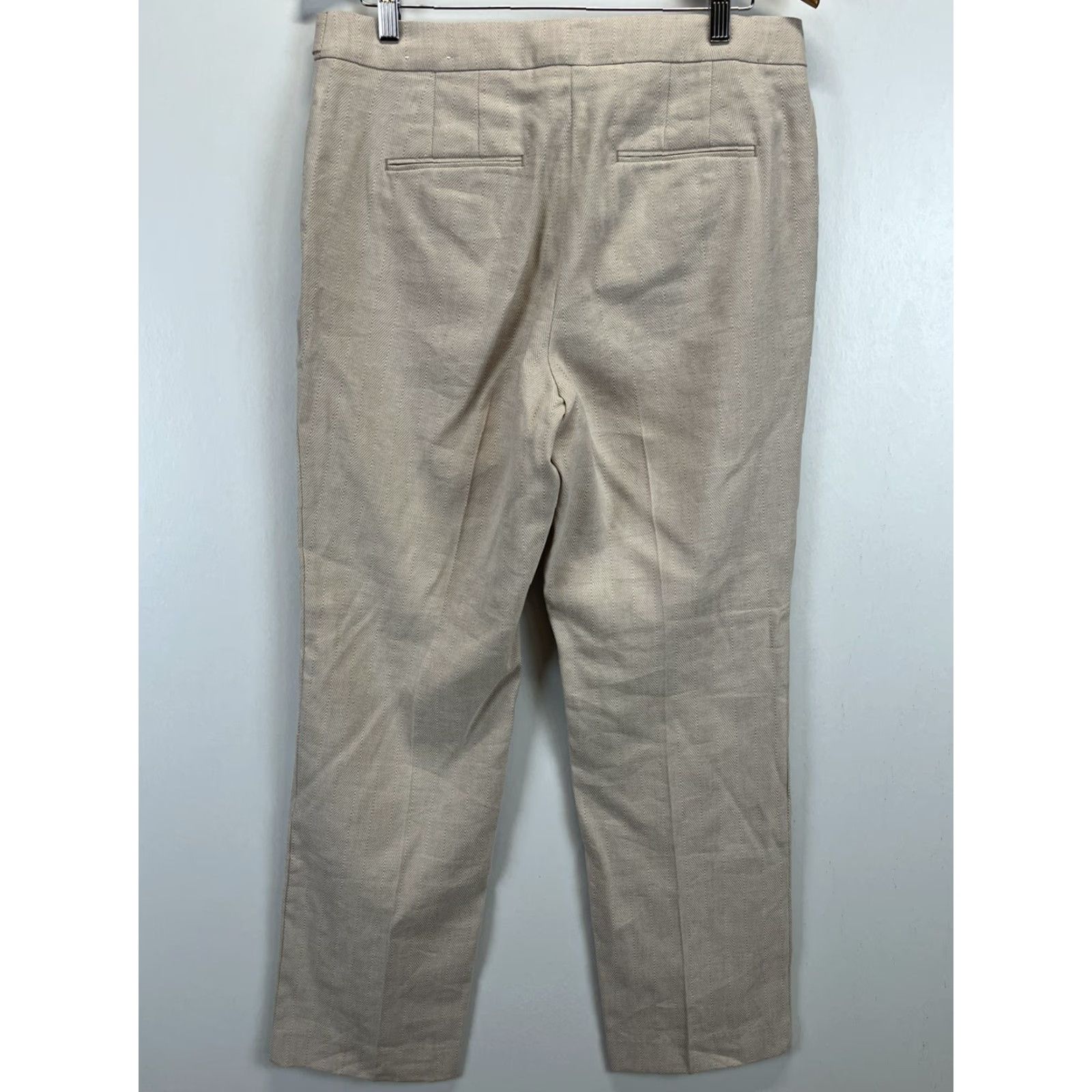 Ann Taylor WOMENS Ann Taylor Linen Blend Dress Pants Size 10 Curvy Fit Tan/Pink Hue Size 32" / US 10 / IT 46 - 2 Thumbnail