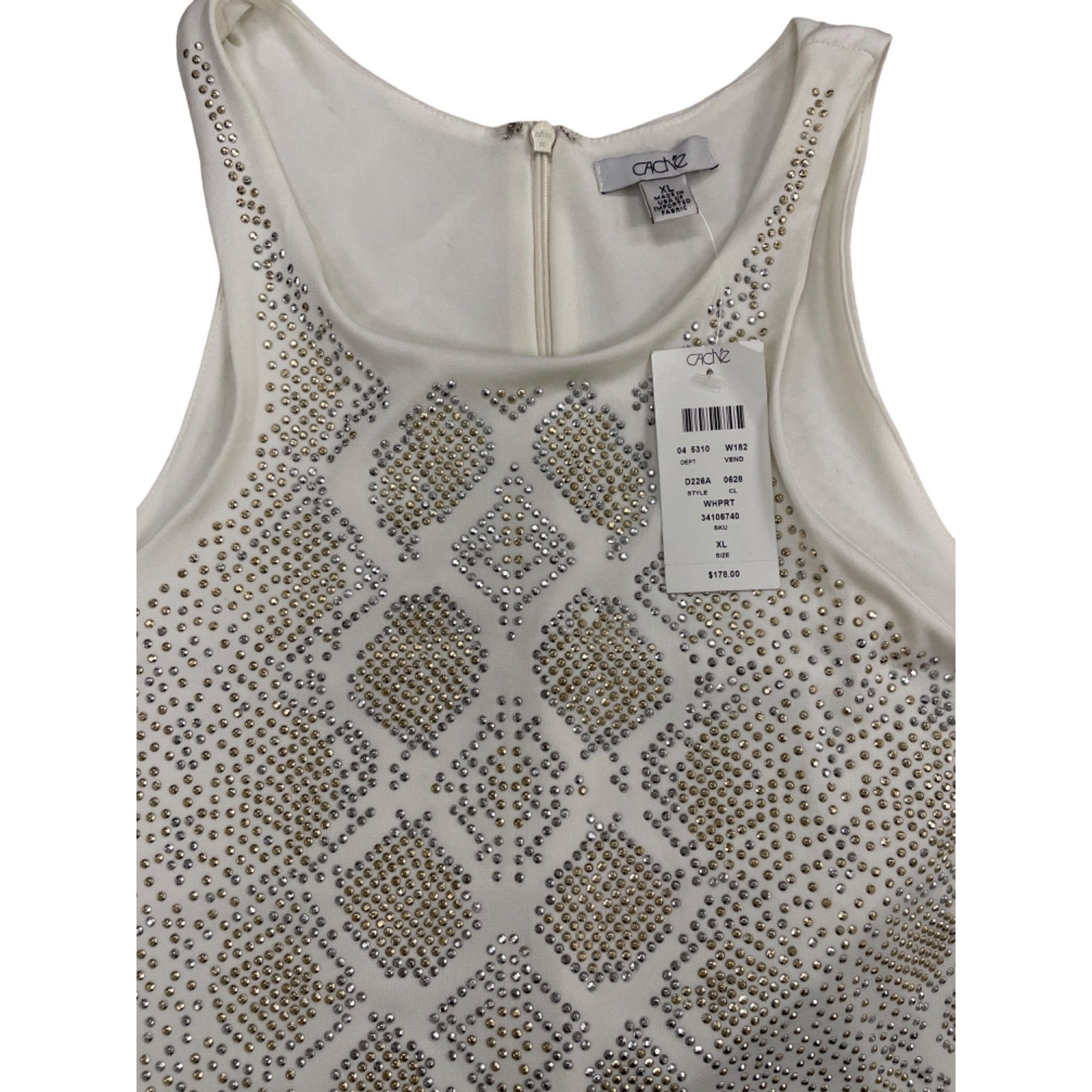 Other Cache Women Off White Gold and Silver bedazzled studs Dress Size XL / US 12-14 / IT 48-50 - 3 Thumbnail