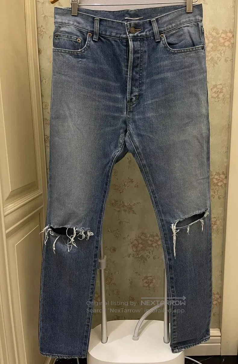 Yves Saint Laurent YSL Saint Laurent Knee Cut Denim Jeans. Size US 30 / EU 46 - 1 Thumbnail