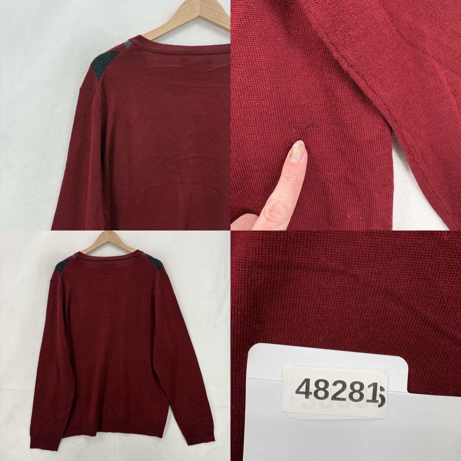 Apt. 9 Apt. 9 Sweater Mens XL Red Argyle V Neck Merino Wool Blend Knit Top Grandpa Size US XL / EU 56 / 4 - 9 Thumbnail