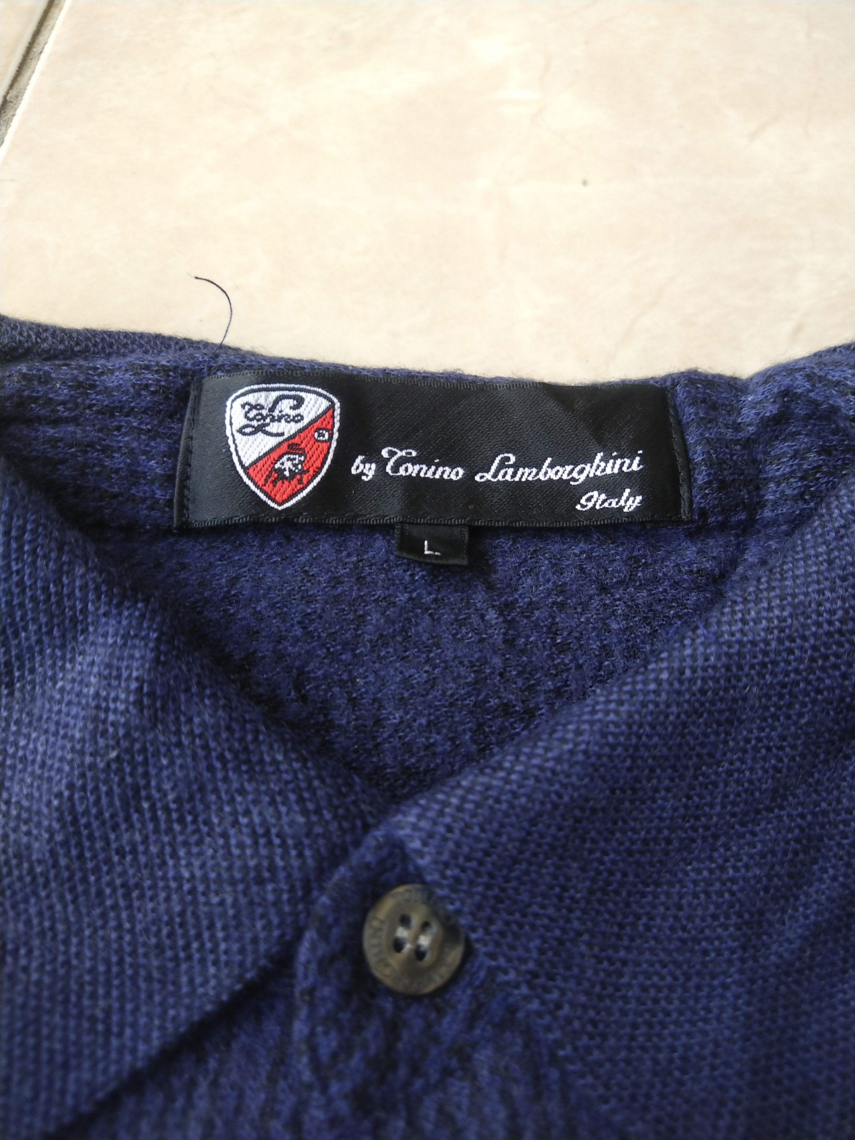 Lamborghini Tonino Lamborghini Italy Navy Merino Wool Blend Knit Shirt Size L / US 10 / IT 46 - 6 Thumbnail