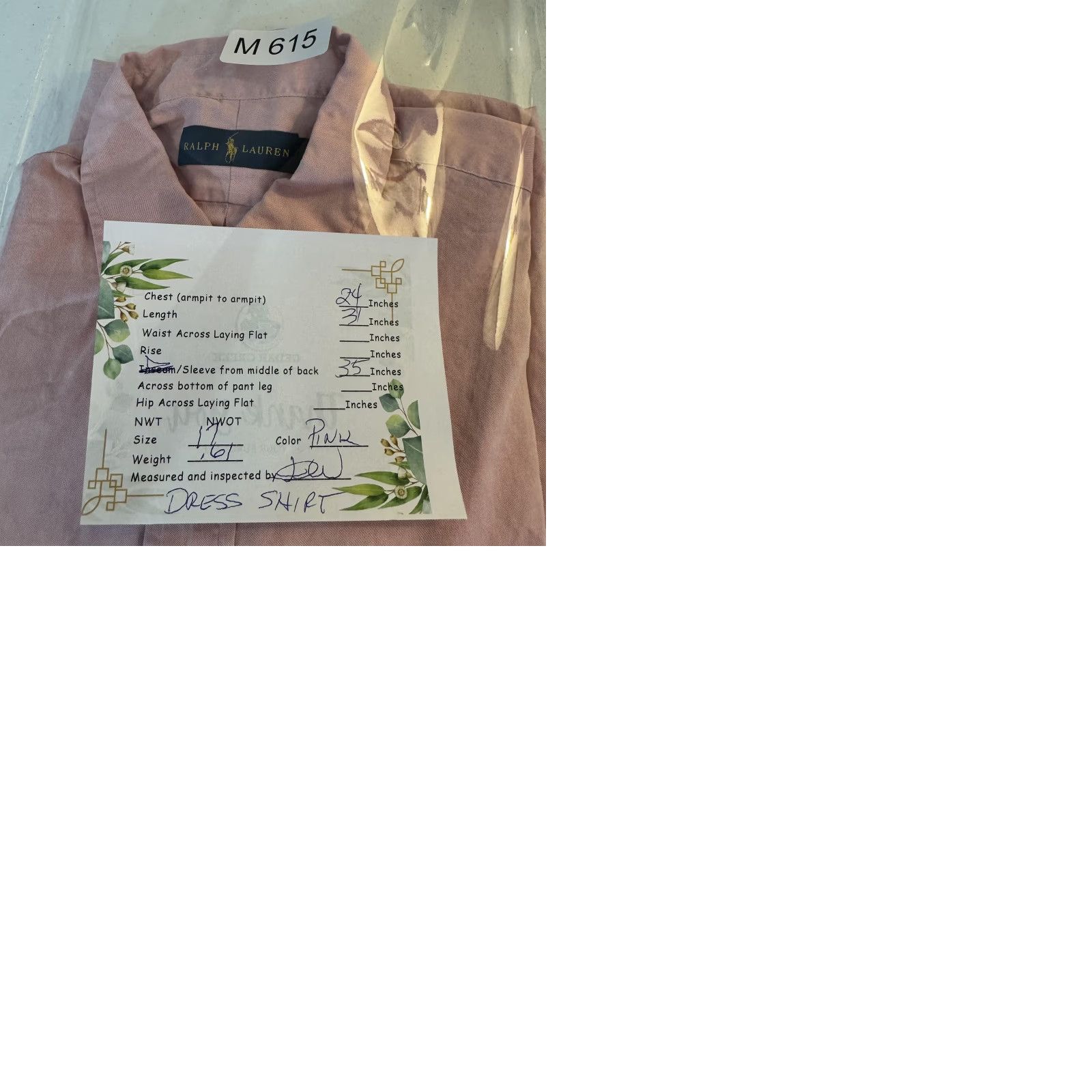Ralph Lauren Ralph Lauren Shirt Mens 17 Pink Long Sleeve Button Down Dress Oxford Classic Shirt Men Pink 100% Cotton Size 46R - 10 Thumbnail