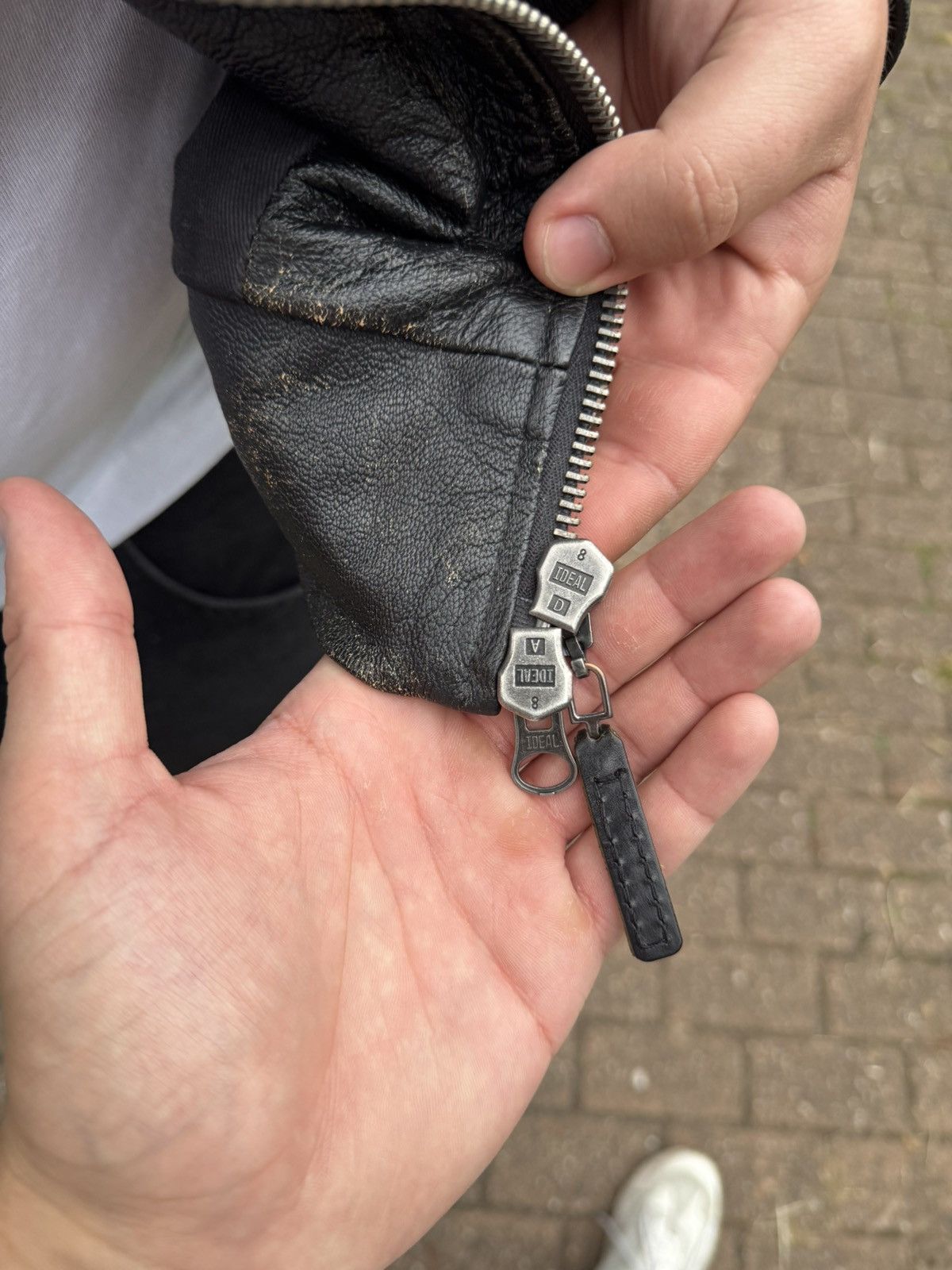 Armani Exchange Armani Jeans Black Leather Jacket – Distressed Look Size US L / EU 52-54 / 3 - 9 Thumbnail
