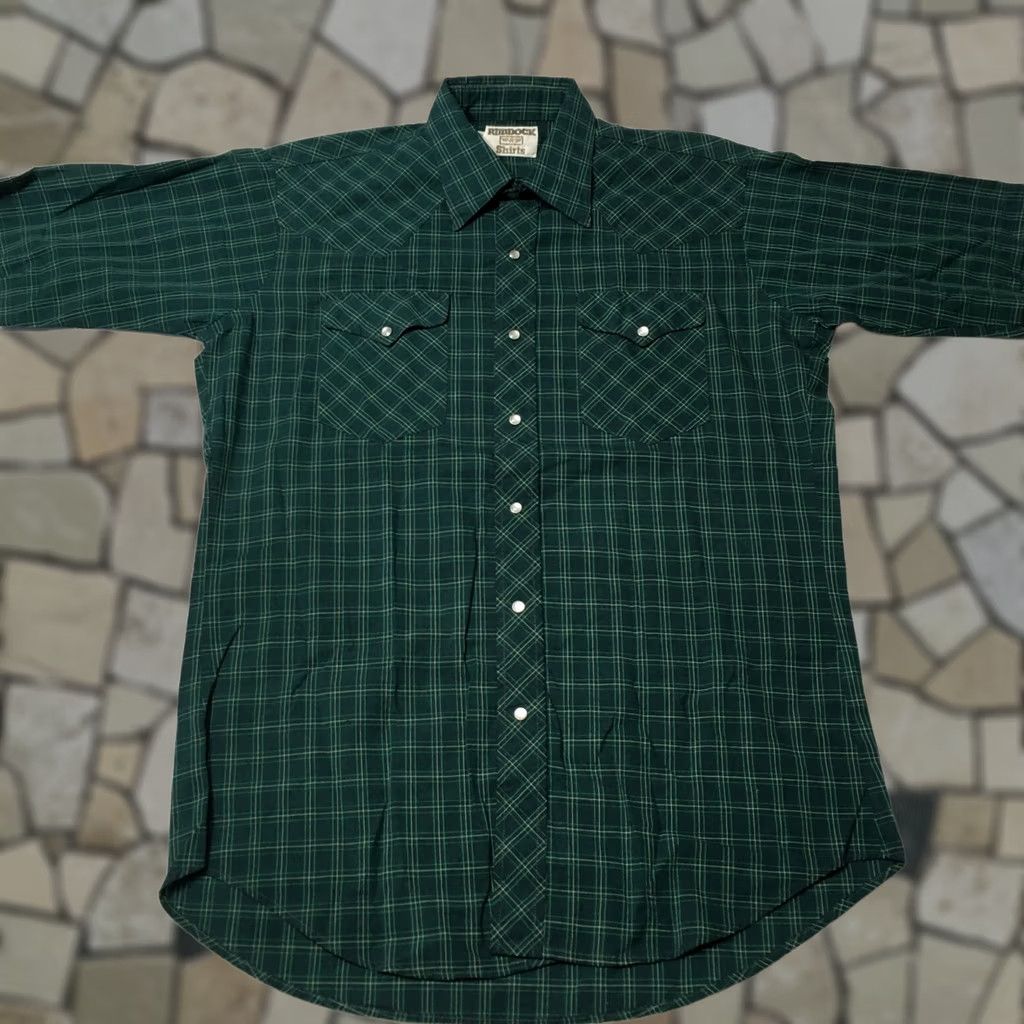 Vintage Ruddock Bros Green Plaid Short Sleeve Pearl Snap Western Shirt Mens XL Size US XL / EU 56 / 4 - 1 Thumbnail