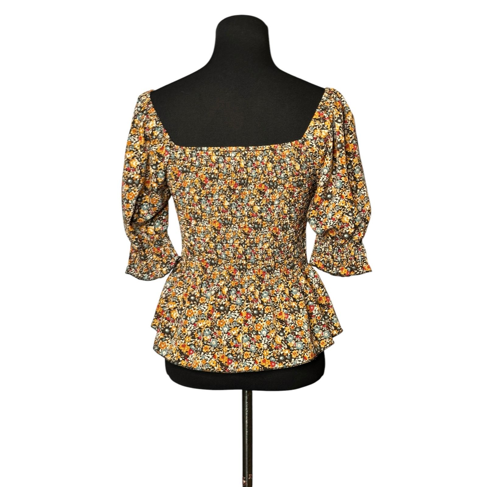 Shein SHEIN yelow blue floral peasant top size Large Size L / US 10 / IT 46 - 2 Thumbnail