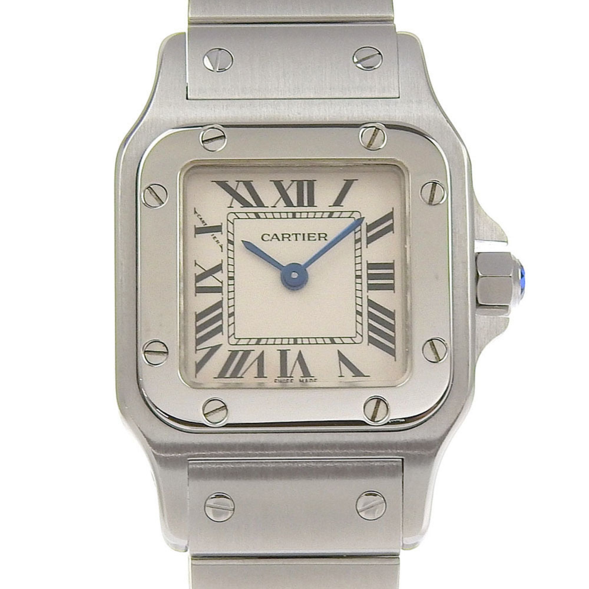 Like New Cartier Santos Galbe Sm W20056D6 White Dial Stainless Steel Quartz 23Mm Ladies 2-Hand Watch, Women's