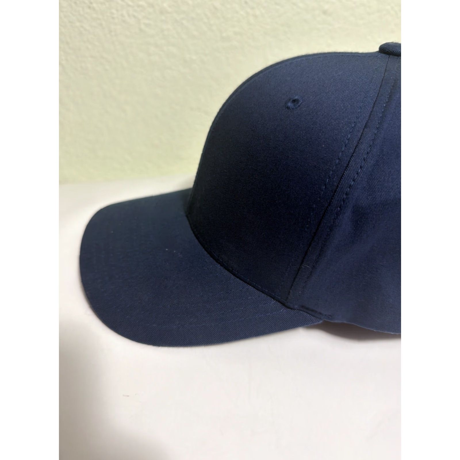 Vintage Blank Navy Blue Flex Hat Size L/XL Baseball Cap Men Flexfit Hat Size ONE SIZE - 6 Thumbnail