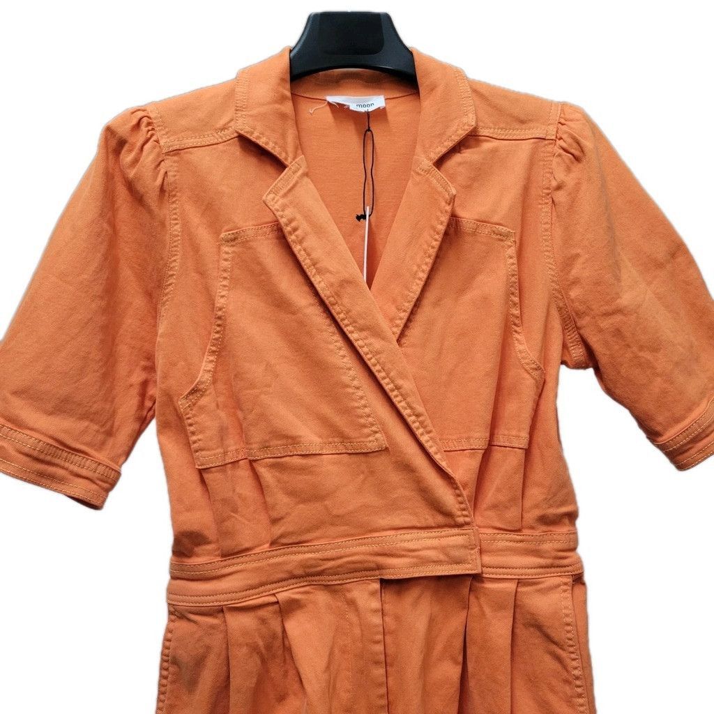 Other Day + Moon Women Orange V-neck Romper Puff Sleeves Jumpsuit Size 33" - 5 Thumbnail